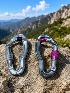 Mousqueton à rouleau A200 en aluminium forgé anodisé 7075 galvanisé avec verrouillage à clé, ouverture 17 mm, résistance à la rupture 25 kN, CE EN 362 - Product Image 1