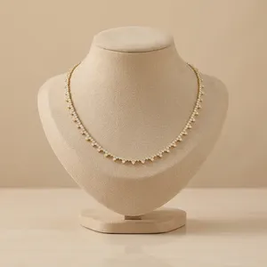 Collar de cadena de tenis con diamantes cultivados en laboratorio de corte brillante redondo graduado, chapado en oro de catorce quilates, para mujer, de alta calidad. - Product Image 3