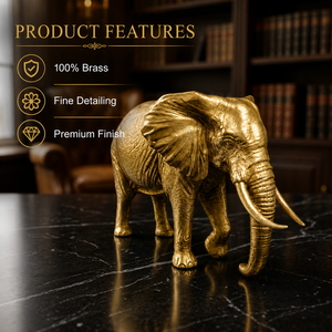 Jaipur Metals Pure Brass Plated Wild <b>Elephant</b> Idol | 100% Brass | 10 x 5 x 6.5 cm | 120 g | Home Décor & <b>Gift</b> - Product Image 2