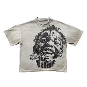 T-shirts pour hommes en coton molletonné 100% coton, coupe ample, impression sérigraphique de logo personnalisé, séchage rapide. - Product Image 3