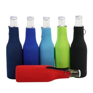 Manchon isotherme personnalisé pour bouteille de bière avec fermeture éclair, en néoprène, avec logo personnalisé, Coozies sur mesure - Product Image 1