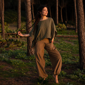 Boho Festival Cotton Corduroy Pants Wide Leg <b>Harem</b> Style Comfortable Relaxed Fit <b>Trousers</b> for Women Yoga Wear - Product Image 3