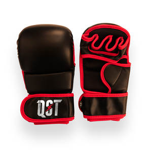 ถุงมือชกมวยสีดำแดงสำหรับมืออาชีพ หนังแท้ ระบายอากาศได้ดี แบบติดตีนตุ๊กแก ครึ่งนิ้ว สำหรับ MMA คิกบ็อกซิ่ง แบบสั่งทำพิเศษ - Product Image 6