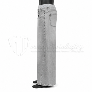 Pantalones Vaqueros Anchos para Hombre, Color Gris Claro, Lavado, Corte Holgado, Estilo Casual Urbano - Product Image 4