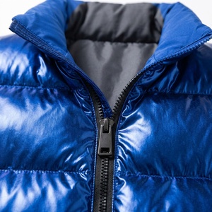 Gilet matelassé bleu pour homme, col montant, fermeture éclair, coupe-vent, avec poches - Product Image 5