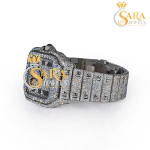 Reloj de Cuarzo de Acero Inoxidable con Diamantes de Moissanita y Oro Moderno de Sara Jewels, Edición Limitada para Regalo en Fiestas de Trabajo, Precio de Fábrica - Product Image 1