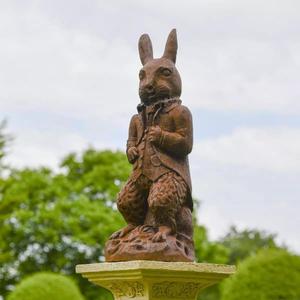 Cast Iron Life Size Mr. Rabbit Statue For Garden Supplies <b>Easter</b> Decoration Large Hare Sculpture Ground Mount - Product Image 2