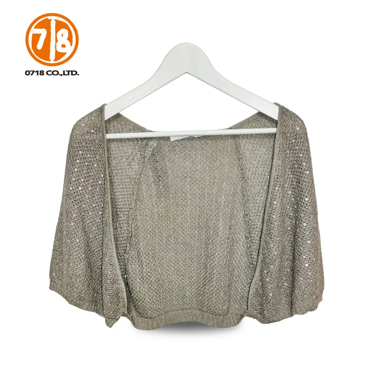 Unique Sleeve Design Grey Knit Cardigan Sweater Women Tops