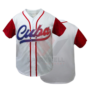 Maillot de baseball Cuba pour homme, blanc et rouge, manches courtes, boutons sur le devant, polyester, coupe classique, toutes saisons, impression du nom de l'équipe - Product Image 3
