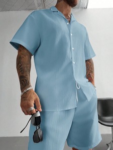 T-shirt pour homme personnalisé, ensemble deux pièces, couleur unie, manches courtes, col rond, 100% coton, tricoté sans couture, séchage rapide, 280g - Product Image 3