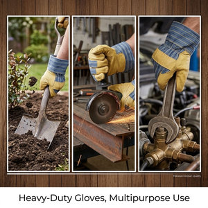 Guantes de Cuero de Cabra Resistentes, Suaves y Cómodos, Resistentes al Calor y a la Abrasión, con Puño de Seguridad para Trabajos de Construcción - Product Image 5