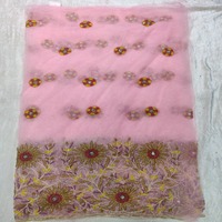 Dernière Mode Nigériane Authentique Tissu en Dentelle Perlée de 5 Yards à Motif Floral Brodé Respirant Antistatique