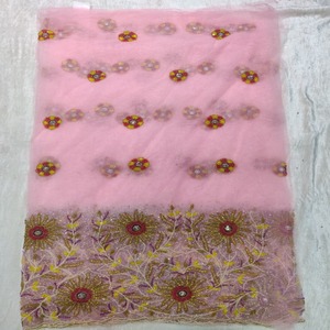 Latest Fashion Nigerian Authentic 5 Yard <b>Net</b> Lace <b>Fabric</b> With Floral Pattern & Embroidery Work Breathable <b>Fabric</b> For Weddingwear - Product Image 1