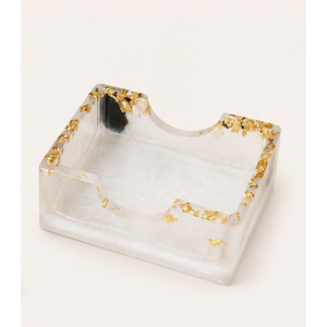 Sous-verres carrés de luxe en résine époxy avec paillettes dorées, motif marbre noir et blanc, faits à la main, résistants à la chaleur, ensemble de tapis de tasse - Product Image 3