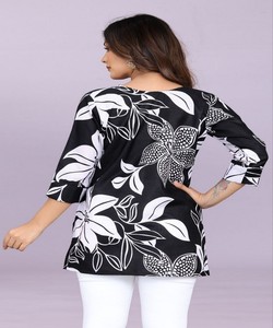Top de Algodón con Estampado Digital, Estilo Étnico, para Uso Diario, Precio al por Mayor, Color Negro - Product Image 4