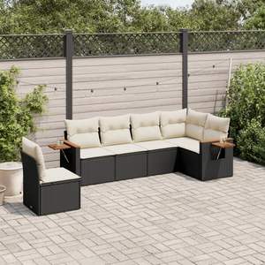 Garden <b>Sofa</b> <b>Set</b> Black And Cream Outdoor Rattan With Cushions Waterproof Contemporary Design For Garden Use - Product Image 1