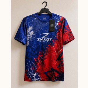 T-shirt de performance 3D personnalisé à motif graffiti rouge royal, style Ziakot, vente en gros - Product Image 1