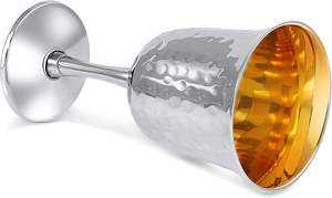 Copa de Kiddush Moderna y Ecológica de Latón con Tallo Metálico Dorado, Capacidad de 1000 ml, para Ceremonias Religiosas de Shabat y Uso en Exteriores - Product Image 5