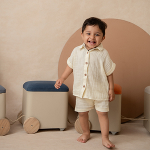 Conjunto de Muselina Orgánica Cot & Candy Jhabla, Brisa de Verano, Ropa para Bebés, 2 Piezas: Camisa Holgada con Pantalones Cortos, 0-3 Meses - Product Image 5