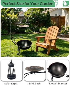 Nuevo Baño para Pájaros de Hierro Tradicional para Jardín, Patio, Decoración Exterior y Actividades de Bebedero para Aves, Uso Diario - Product Image 6