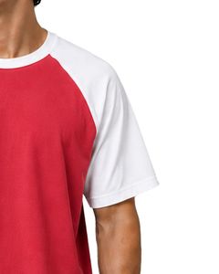 Manufacturer Red And <b>White</b> Raglan T Shirt For Men Short Sleeve Crew Neck Cotton <b>Tee</b> Custom Casual Color Block Streetwear Top - Product Image 4