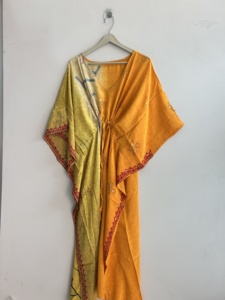 Assorted Indian Vintage Sari <b>Silk</b> <b>Kaftan</b> Eco-Friendly Handmade <b>Dress</b> for Women Luxury Night Gown Maxi <b>Dress</b> - Product Image 1