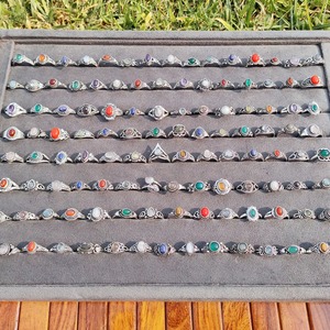 Anillo de Piedras Preciosas Naturales Ecológico, Unisex, Hecho a Mano, con Circonita, Ajustable, Clásico, Plateado, Joyería de Moda para Fiestas y Uso Diario - Product Image 2