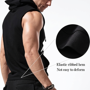 Sudadera con Capucha sin Mangas de Felpa de Algodón para Hombre, Sudadera con Capucha para Entrenamiento Físico, Fabricante de Ropa Personalizada OEM ODM, Sudadera con Capucha sin Mangas para Hombre - Product Image 6