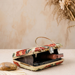 Bolso de mano vintage con adornos de rosas, elegante bolso de noche para mujer, para ocasiones festivas - Product Image 4