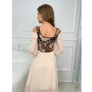 Corsé Vintage Floral Jacquard con Tirantes <span class=keywords><strong>de</strong></span> Lazo, 13 Varillas, Ajustable con Cordones, Cincher <span class=keywords><strong>de</strong></span> Cintura, Bustier para Fiesta, Tallas S-2XL - Product Image 3