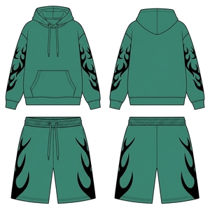 Conjunto de Sudadera con Capucha y Pantalones Cortos Deportivos Personalizados de Forro Polar para Escuelas y Universidades, Proveedor de Pedidos al por Mayor - Product Image 3