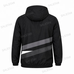 Custom <b>Men</b>’s <b>Windbreaker</b> <b>Black</b> Jacket Set Lightweight Hooded Running Sportswear Sublimation Training Jogging Tracksuit OEM - Product Image 4