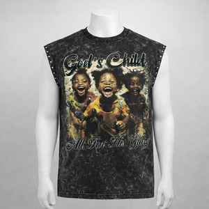 Chaleco sin Mangas para Hombre, Estilo Punk, 100% Algodón Tejido, con Impresión de Logotipo Personalizado de Alta Calidad y Lavado Ácido - Product Image 4