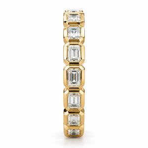 แหวนแต่งงานเพชรทรงเหลี่ยมมรกตแบบเต็มวง ขอบทองคำขาว 14K หรูหรา เพชรเพาะเลี้ยงในห้องปฏิบัติการ รับผลิตตามสั่ง (OEM) เครื่องประดับสั่งทำพิเศษ - Product Image 2
