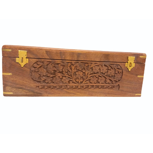 Boîte à bijoux en bois sculptée à la main avec serrure en laiton, coffre à souvenirs vintage en bois de Sheesham sculpté floral, boîte personnalisée faite à la main, vente en gros - Product Image 1