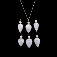 Collier de mode en laiton plaqué or 18 carats en forme de goutte d'eau avec pierres précieuses naturelles Agate bleue et Pierre de lune, bijoux de fête en gros