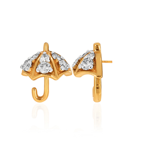 Charmant porte-clés parapluie en or jaune avec diamants naturels taille brillant rond pour femme, idéal au quotidien - Product Image 4
