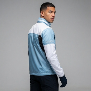 Chaqueta Cortavientos Azul Claro y Blanca para Hombre, con Paneles de Malla, Cierre Completo, Ligera, para Deportes al Aire Libre - Product Image 2