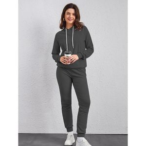 Conjunto deportivo de dos piezas para mujer, talla grande, corte ajustado, estilo urbano, fabricado en fábrica, transpirable, a la moda, largo completo, el más vendido. - Product Image 6