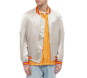 Custom Logo <b>Men's</b> Satin Baseball Bomber <b>Jacket</b> Vintage Streetwear <b>Flight</b> Bomber Down <b>Jacket</b> For Winter - Product Image 3