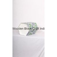 Poubelle rectangulaire en bois écologique faite à la main, à couvercle ouvert, avec couvercle roulant, motif floral, pour intérieur/extérieur, en stock