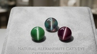 Pierres précieuses naturelles Alexandrite œil de chat, cabochons ovales certifiés pour la fabrication de bijoux