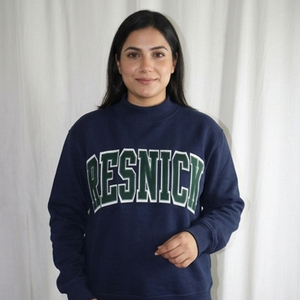 Resnick Women's Navy Custom Mock Neck <b>Sweatshirt</b> Collegiate Varsity Pullover College University Campus Apparel Custom <b>Embroidery</b> - Product Image 1
