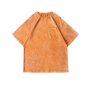 T-shirt en jean oversize pour homme, manches courtes, col rond, couleur unie, décontracté, en coton délavé - Product Image 2