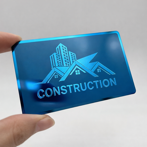 Cartes de visite bleues personnalisées en zinc argenté, format carte de crédit, sérigraphiées, avec logo pour adhérents VIP - Product Image 3