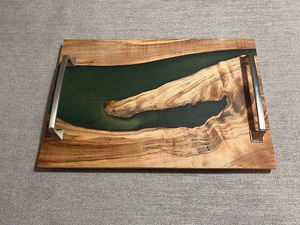 Christmas Multi Color Custom Wooden <b>Epoxy</b> Resin Serving Tray High-quality Wooden <b>Epoxy</b> Resin Tray Custom Logo Wooden - Product Image 2