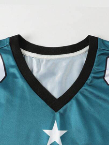 Maillot de football américain pour homme, vert sarcelle, numéro 23, en twill, col en V, manches courtes, coupe classique, respirant, en polyester - Product Image 3