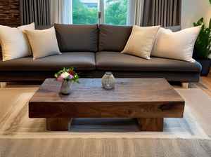 โต๊ะกาแฟไม้ทำมือแบบหนาพิเศษ ปี 2026 ผลิตจากไม้เนื้อแข็ง พร้อมท็อปแบบแผ่นหนาและโครงฐานที่มั่นคง - Product Image 2