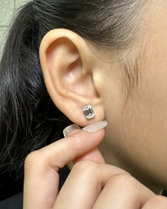 Polished <b>Emerald</b> Cut Solitaire Lab Grown Diamond <b>Stud</b> Earrings 14K Gold Luxury Fine Jewelry Wholesale Supplier - Product Image 3