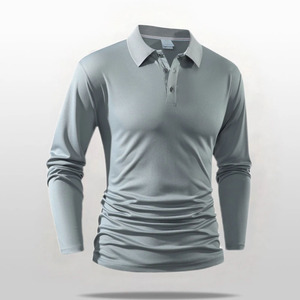 Polo Homme Respirant à Manches Longues Couleur Unie Séchage Rapide en Polyester pour le Golf et Tenues Décontractées Professionnelles – Vente en Gros - Product Image 4